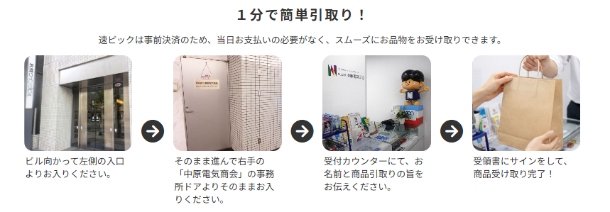 速ピック お受取りの流れ